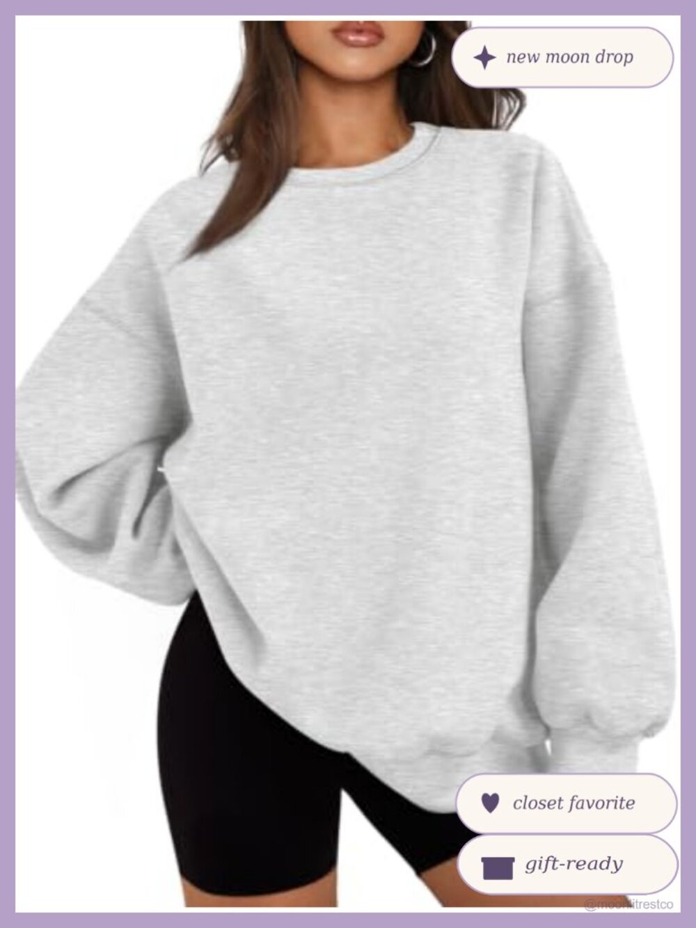 Oversized Crewneck Fleece Lined Sweatshirt Pullover Casual Lounge Top